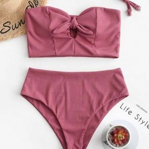 Zaful Pink High Waisted Swimsuit Bikini
